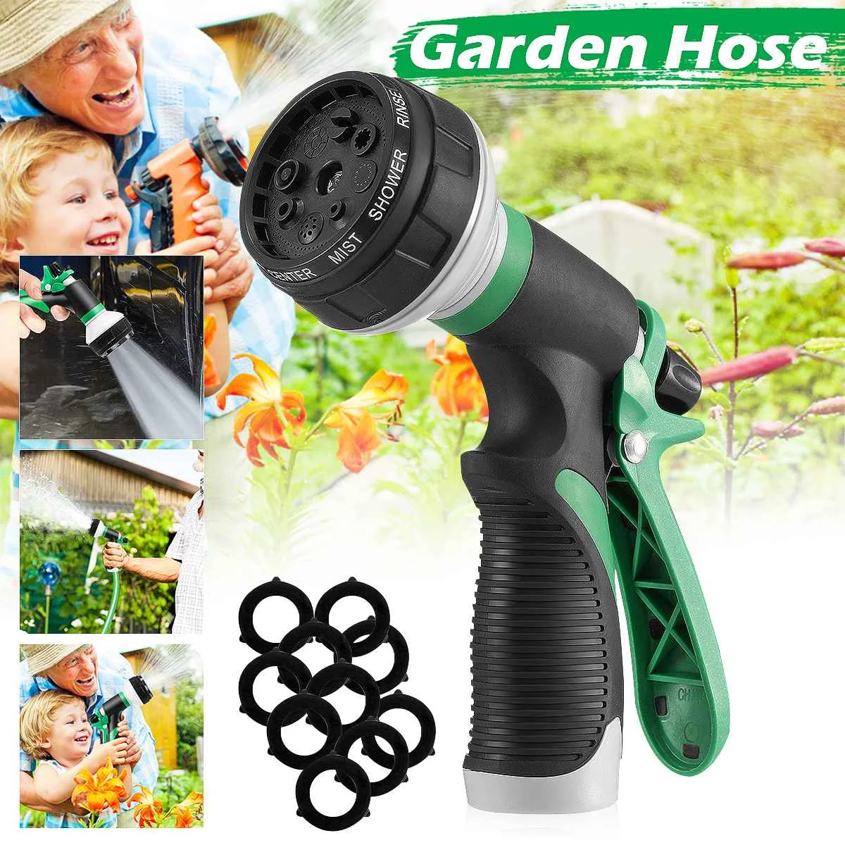 

8 шаблонов для полива газона многофункциональная мойка высокого давления Прочные ручные инструменты шланг сбрызгивающая насадка для сада