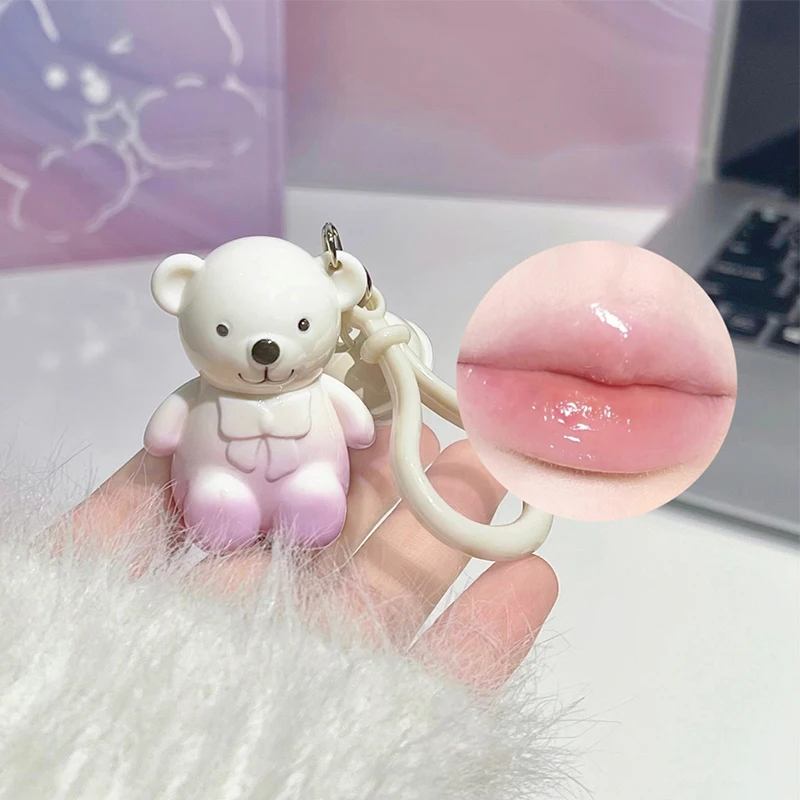 Набор блесков для губ макияж женщин матовая помада с милым медведем жидкая