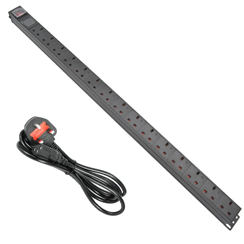 

PDU Power Strip Network Cabinet Rack UK 3 PIN Adapter output 15 Way socket and 13A 3500W Aluminum alloy shell