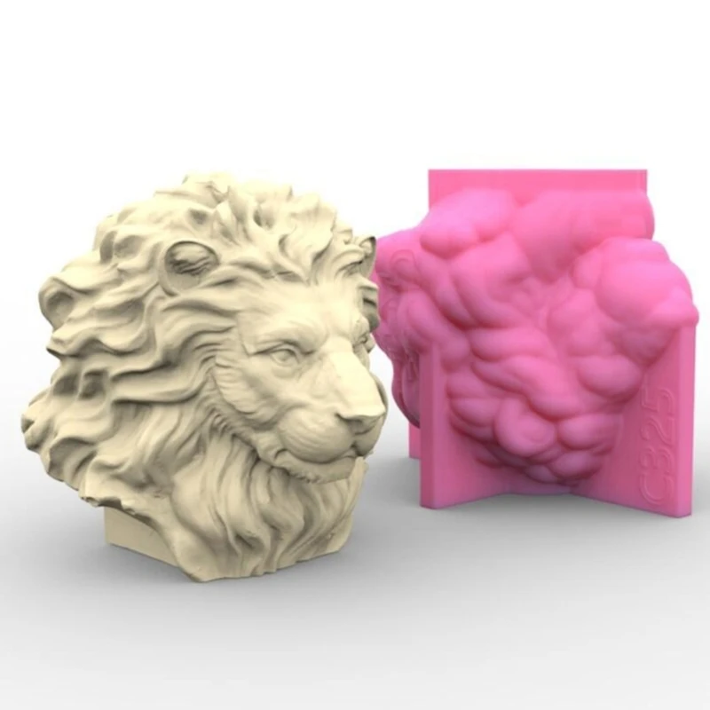 

3D Lion Heads Candle Silicone Mold for Handmade Desktop Decor Gypsum Epoxy Resin Aroma Candle Mould for Home Decorations