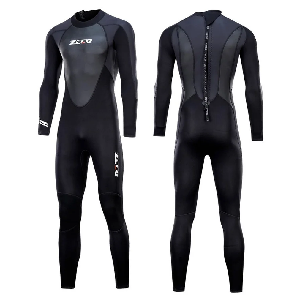 3mm Neoprene Black Wetsuit for Mens Womens Full Length Back Zipper Diving Suit One piece Couple Wetsuit Surfing Snorkeling