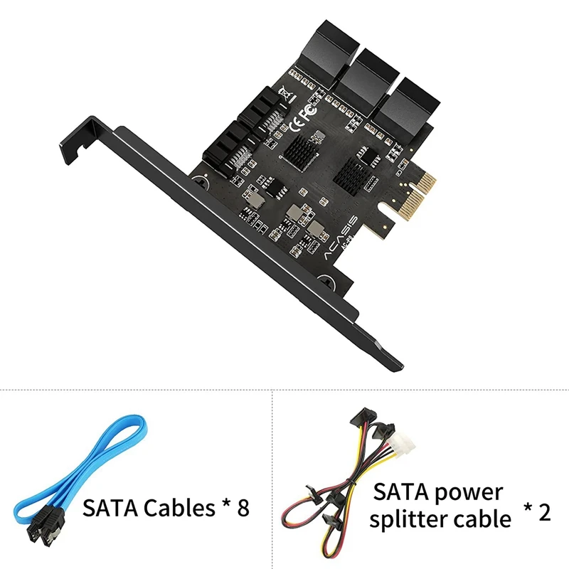 

Pcie SATA Card, 8 Port SATA 3.0 Controller Expansion Card, 6Gbps PCI-E X1 Host Controller Card Up To 80TB Expansion