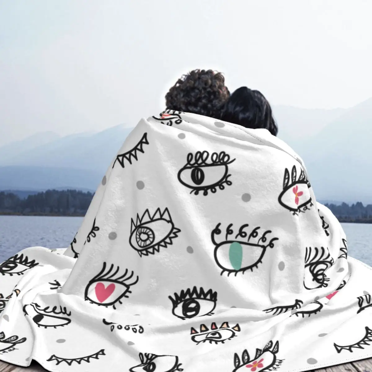 Красивое вязаное одеяло с изображением ресниц Морской глаз фланелевое в стиле