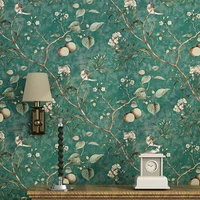 9 5m pastoral vine flower bird wallpaper retro american country style bedroom living room decor non woven self adhesive stickers
