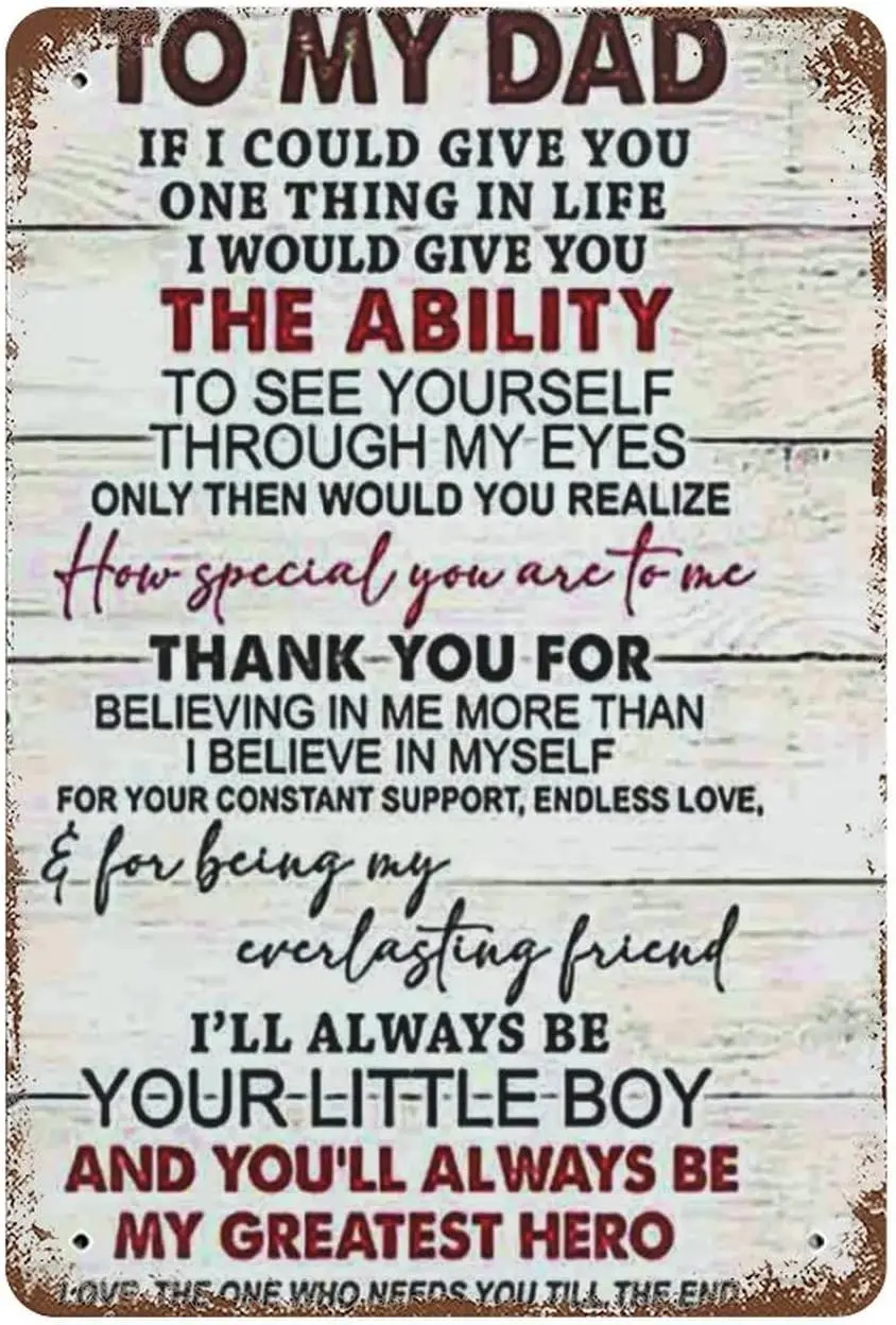 Металлическая жестяная табличка Anique моему папе спасибо за верить в меня я всегда