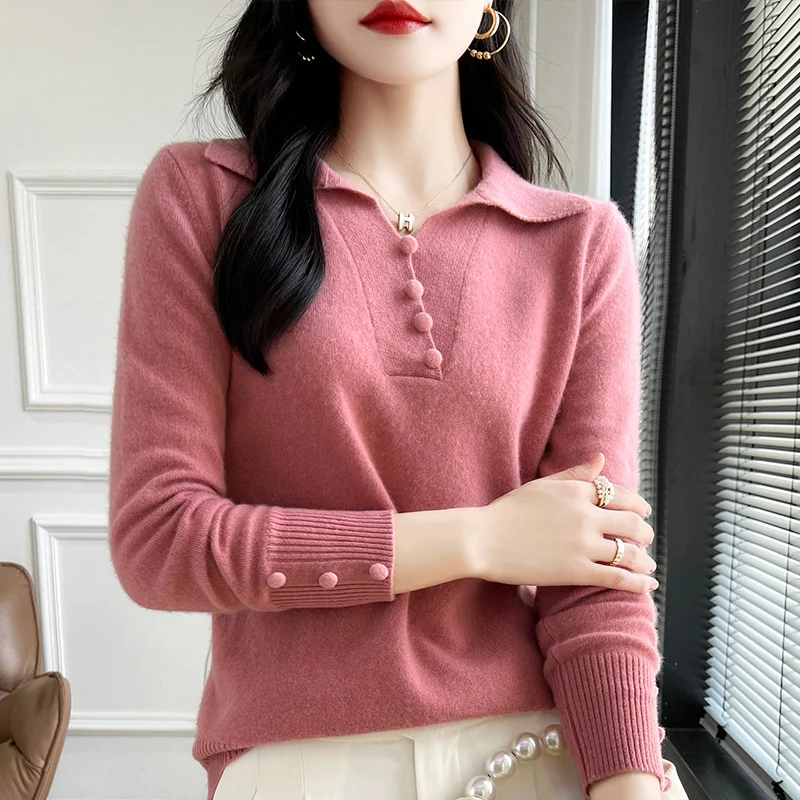 Must-Have for the Year of Birth ~ 2025 Красный 100 свитер из чистой шерсти женский свободный