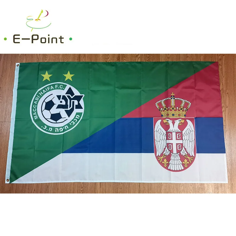 

Половина Maccabi Haifa FC & Halfa флаг сербии 3 фута * 5 футов (90*150 см) размер рождественские украшения для дома флаг баннер
