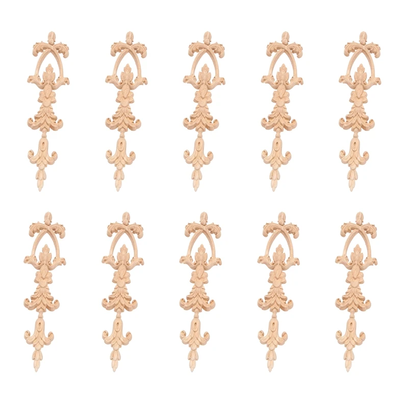 

10X Rubber Wood Carved Applique Vintage Furniture Craft Decor 3
