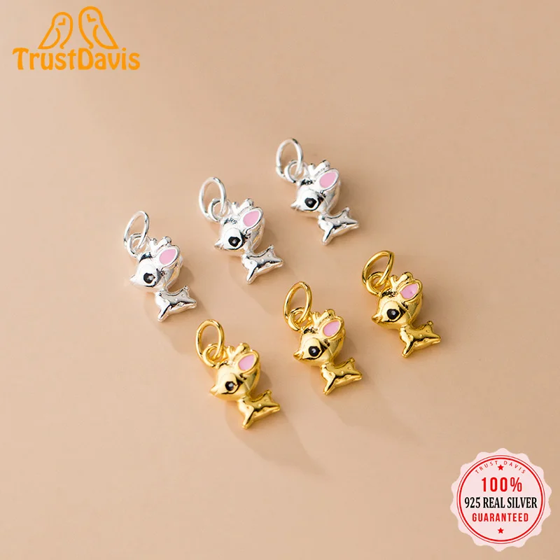 

TrustDavis Real 925 Sterling Silver Deer Pendant For Women Handmade DIY Necklace Bracelet Animal Accessories Fine Jewelry HY611