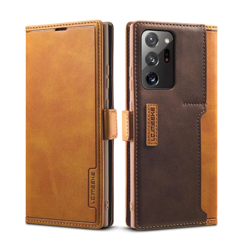 

For Samsung Note 20 Ultra Case Folio Vintage Leather Wallet Magnetic TPU Back Cover Case for Samsung Galaxy Note 20 S20 S21 A52S
