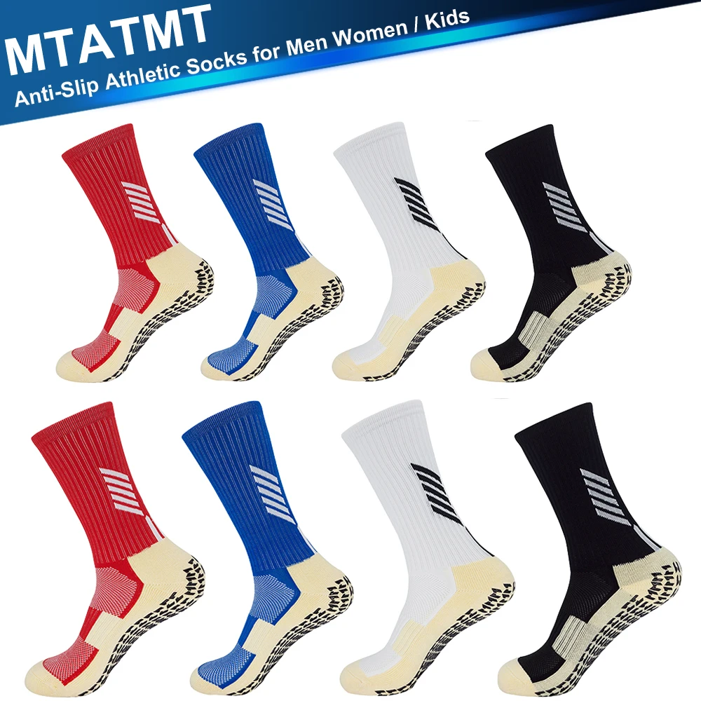 

MTATMT 1Pair Non Slip Soccer Socks Mens | Non Skid Grip | Football Basketball Sport for Men Women / Kids Children