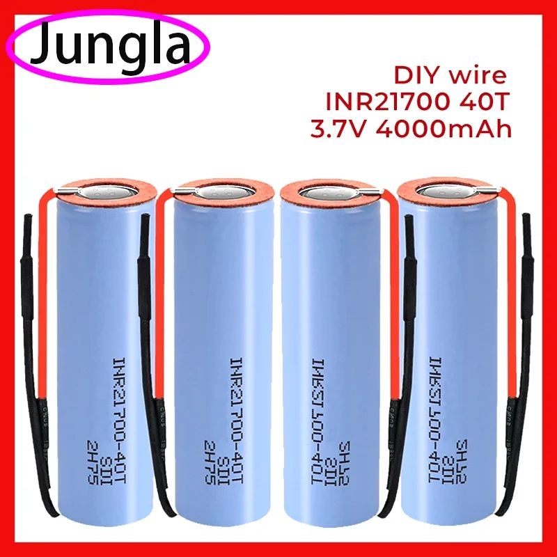 

3.7V INR21700 40T 4000mAh Li-lon Battery 21700 15A 5C Rate Discharge Ternary Electric Car Lithium Batteries+DIY Welding Wire