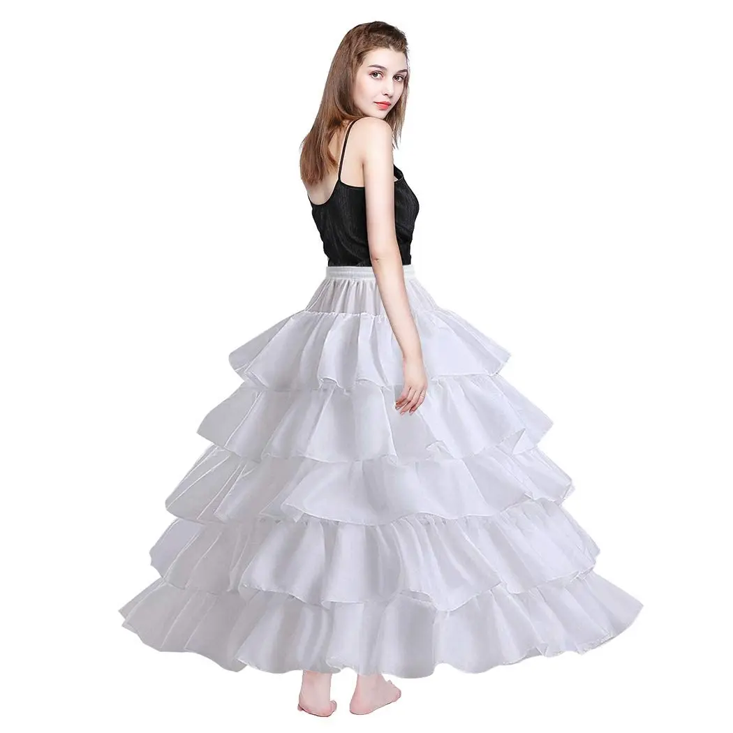 

Women's Crinoline Petticoat 4 Hoop Skirt 5 Ruffles Layers Ball Gown Half Slips Underskirt for Wedding Bridal Dress