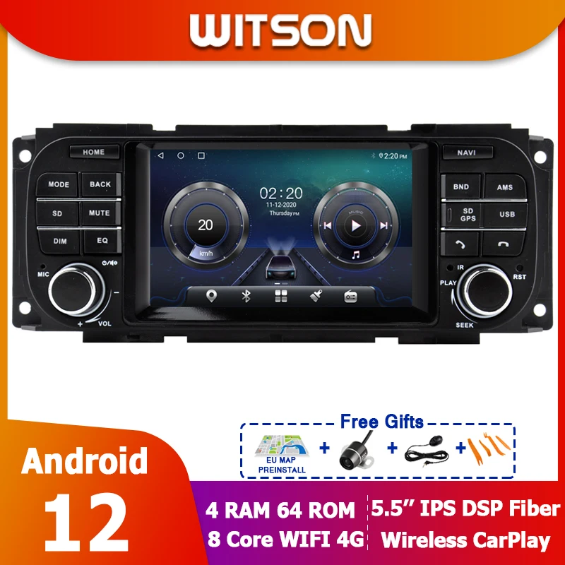 WITSON Auto Radio Android 12 GPS Multimidia For CHRYSLER GRAND VOYAGER For Jeep Grand Cherokee Car Autoradio DSP CarPlay Stereo