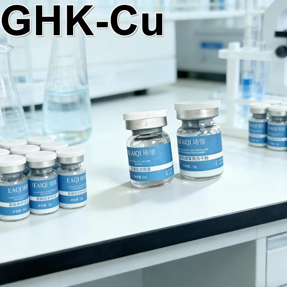 Фото Набор сывороток-бустеров для кожи с пептидом GHK-Cu, гиалуроновой кислотой и полипептидами, укрепляющий и увлажняющий кожу, Blue Copper Peptide Ampoule. №1