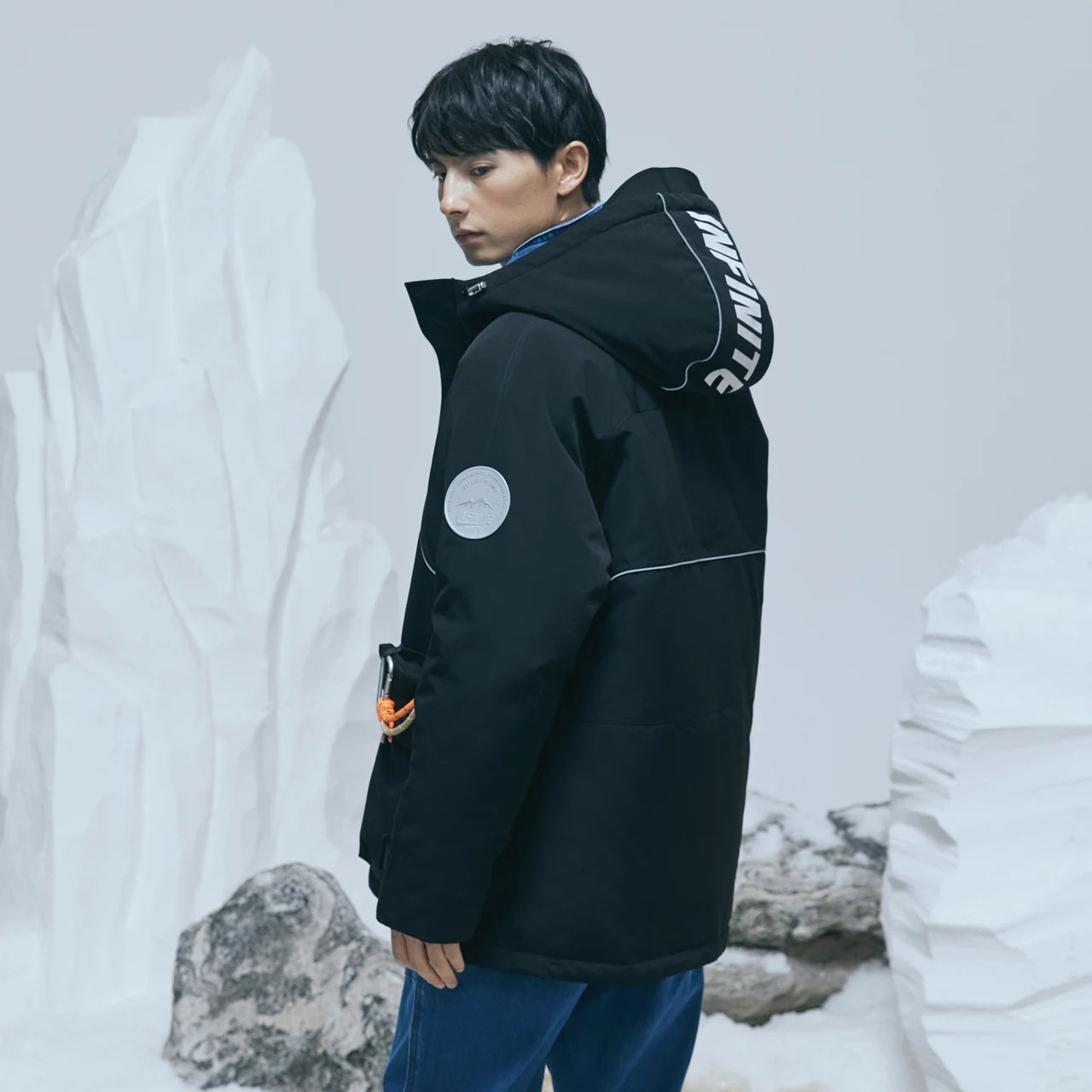 Metersbonwe Trend Solid Color Down Wear For Man Loose 80% Gray Duck Down Stand Collar Hooded Warm Wear Winter Down Coat