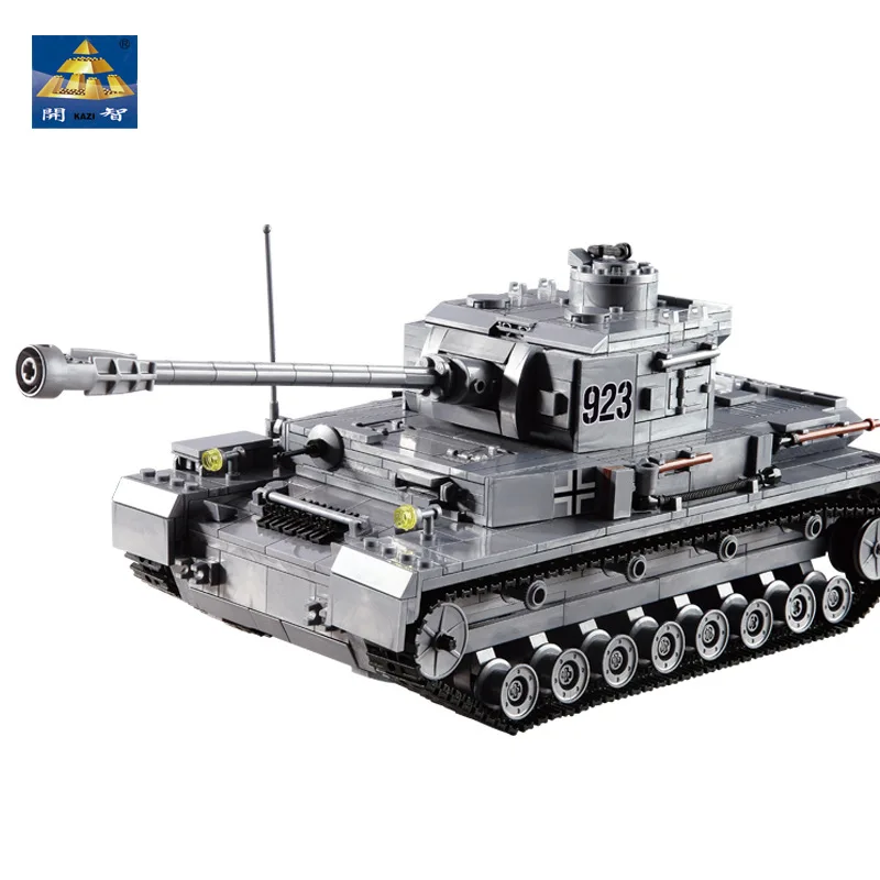 

KAZI большой Танк Panzer IV 1193 шт. строительные блоки Набор строительных блоков военная армия сборные обучающие игрушки для детей Подарки