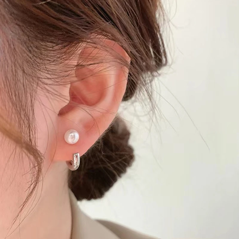 Корея Dongdaemun женские серьги с жемчугом холодный ветер Металл C-Кольцо Серьги высокий сенсор простые две серьги