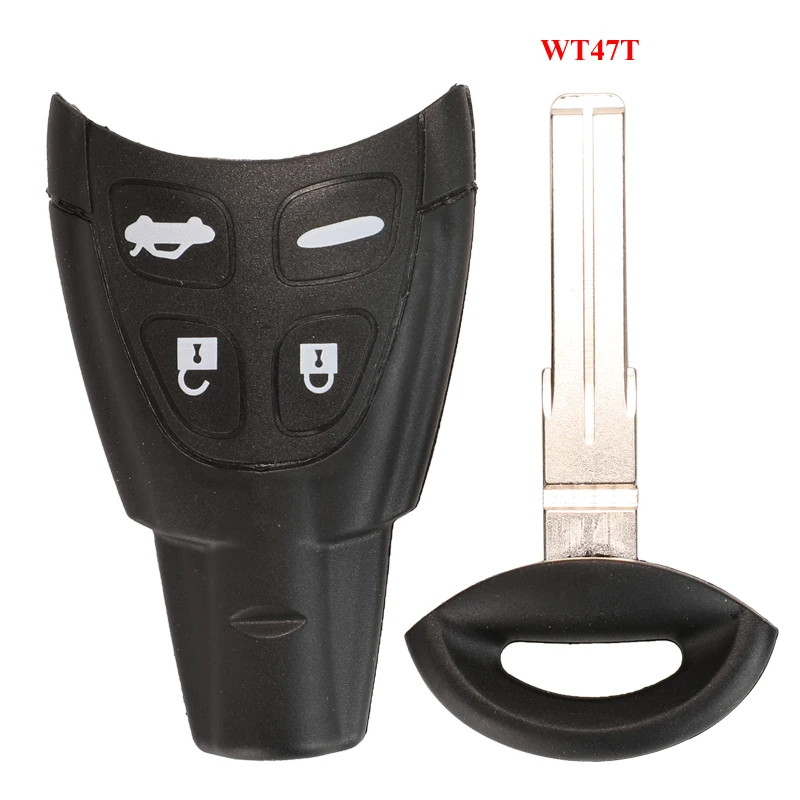 

Jingyuqin дистанционный Автомобильный ключ оболочки для Saab 9-3 93 2003-2007 4 кнопки нерезанное лезвие смарт-карта Замена Keyless Fob чехол