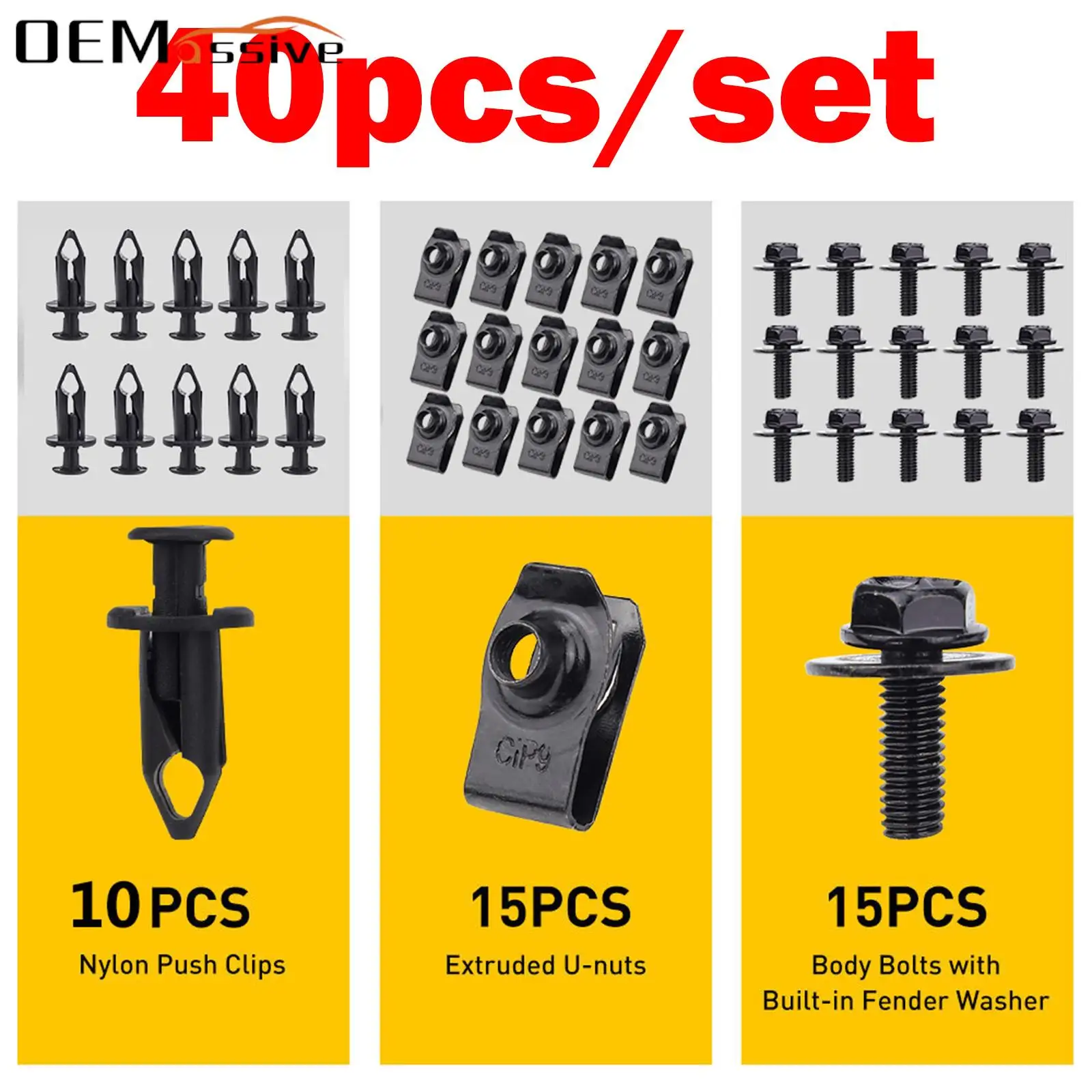 

40 шт. шасси двигателя под крышкой брызговик защита корпуса болты бампера подкрылок вкладыш кнопочный фиксатор крепеж заклепки зажимы