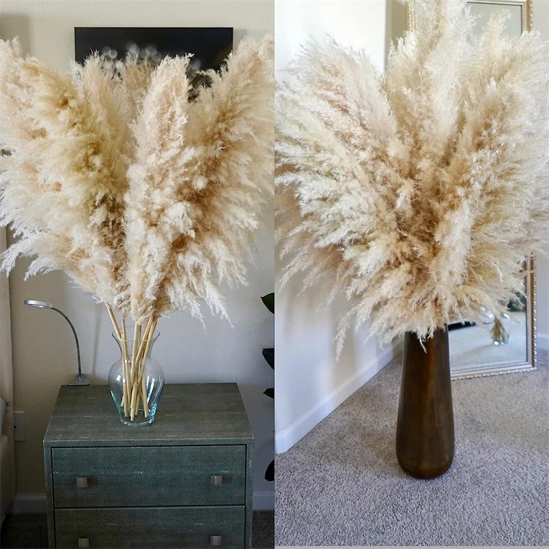 

80cm 10PCS Natural Dried Flower Arrangement Large Fluffy Pampas Grass Decor for Boho Wedding Bouquet Artificial Pompous Grass