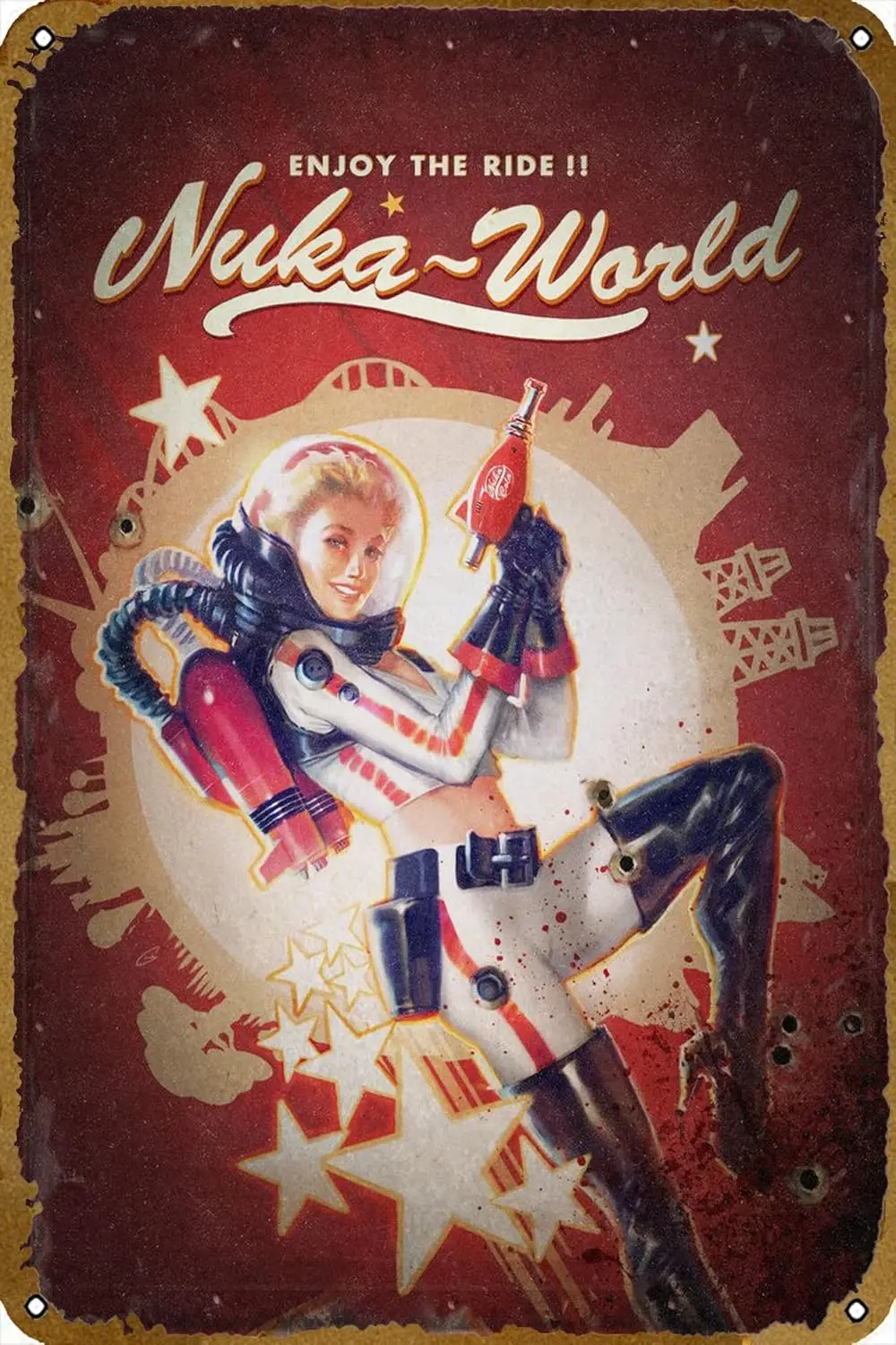 Плакат Nuka-World Vdeo Game Metal Tn Sgn Gamng Cool Настенный декор Gfts для геймеров 12x8 h