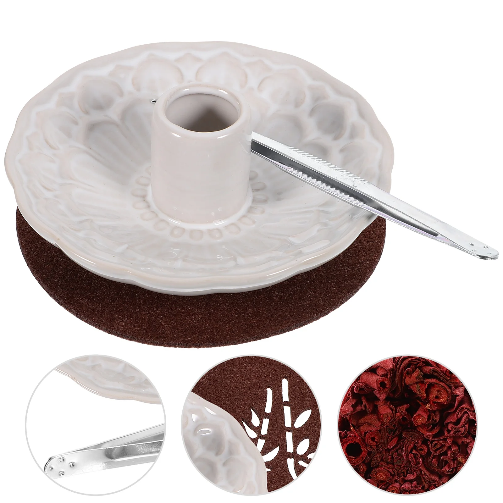 

1 Set Purifying Sage Stick Holder Wood Stick Burner Ceramic Holder