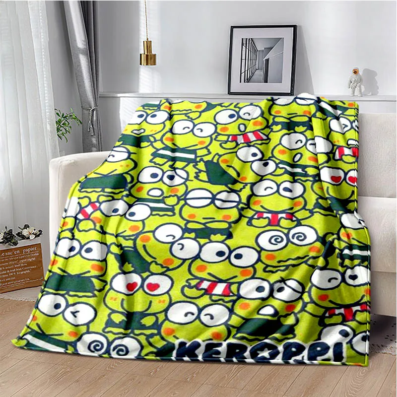 Sanrio Cute KERO KEROPPI print picnic blanket Warm Flannel blankets Soft and comfortable bed linings Birthday Gift