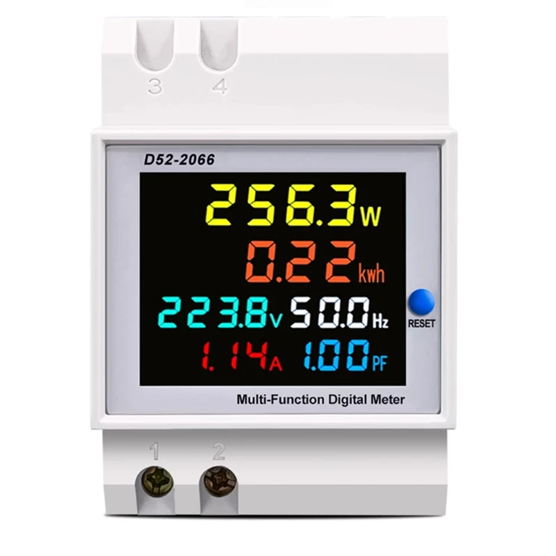 

6IN1 Din Rail AC Monitor 100A Voltage Current Power Factor Active KWH Electric Energy Frequency Meter