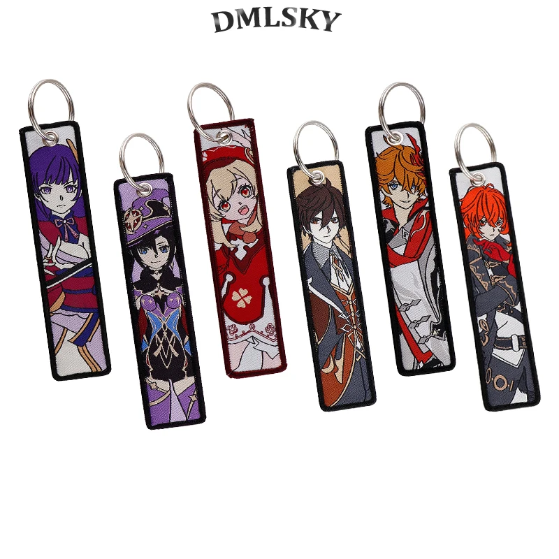 

Japanese Anime Embroidery Key Tag Keychain for Motorcycles Car Key Ring Backpack Jet Tag Kids Gifts Accessories Jewelry