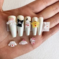 5pcs sanrioed my melody manicure kawaii cute anime cartoon figure cinnamoroll kuromi diy handmade mobile phone accessories toy