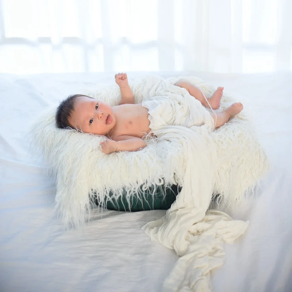 

Photography Background Props Newborn Baby Infant Photo Blanket Fake Fur Rug Blankets 80 x 50cm Plush Basket Stuffer Filler