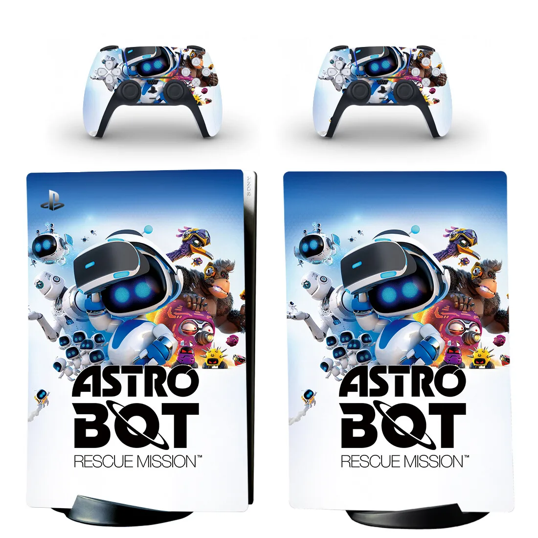 Наклейка для консоли и 2 контроллера Game Astro Bot PS5