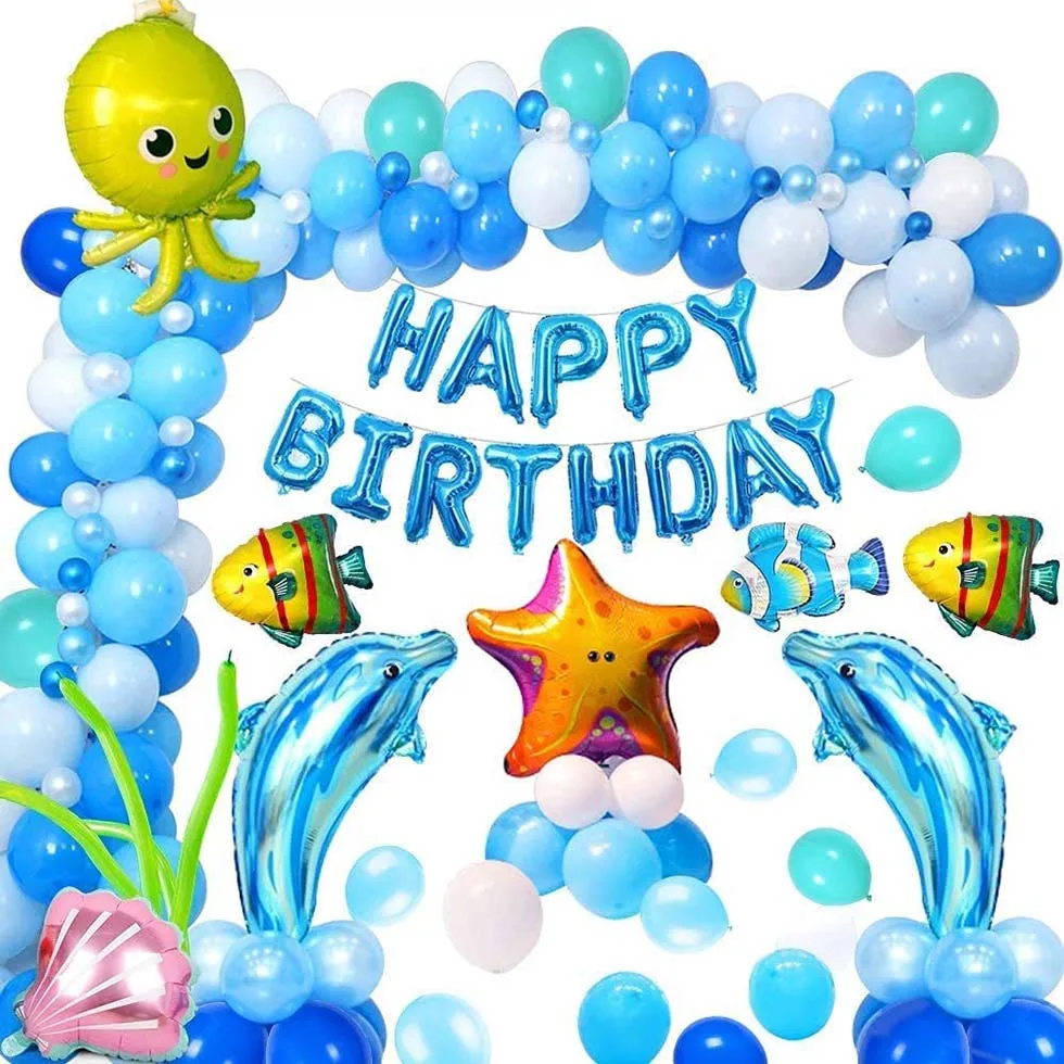 

Girl Birthday Balloon Decor Ocean Theme Birthday Party Decorations for Kids Boy Baby Shower Under the Sea Theme Party Supplies