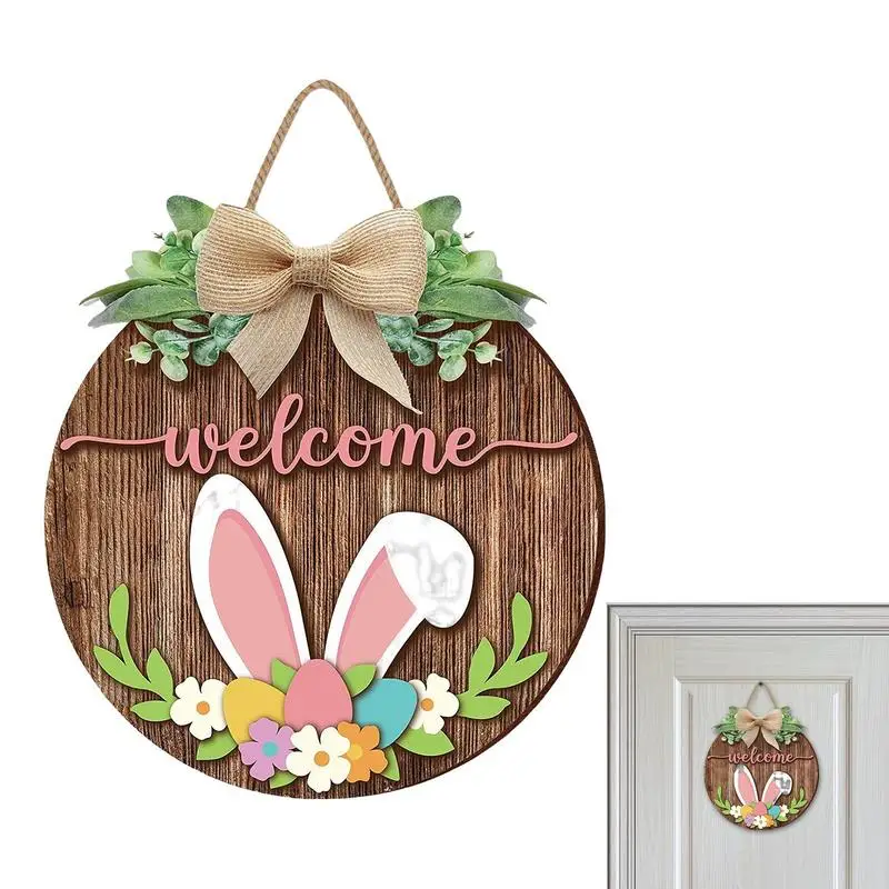 

2023 New Easter Bunny Wreath Wooden Door Wall Ornaments Happy Easter Rabbit Home Party Creative Easter Festival Decoration