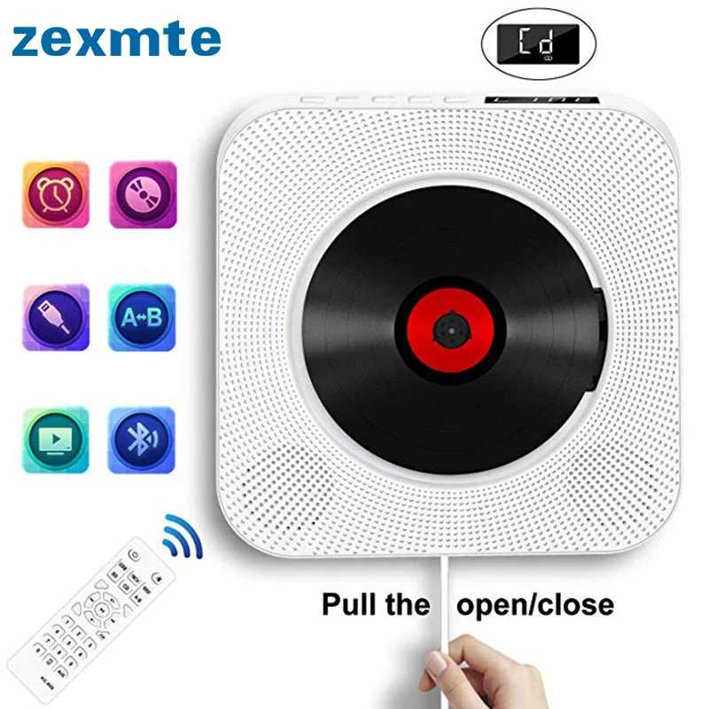 

Zexmte USB Bluetooth CD-плеер объемный звук FM-радио MP3 диск настенный музыкальный плеер портативный домашний пульт дистанционного управления динамик