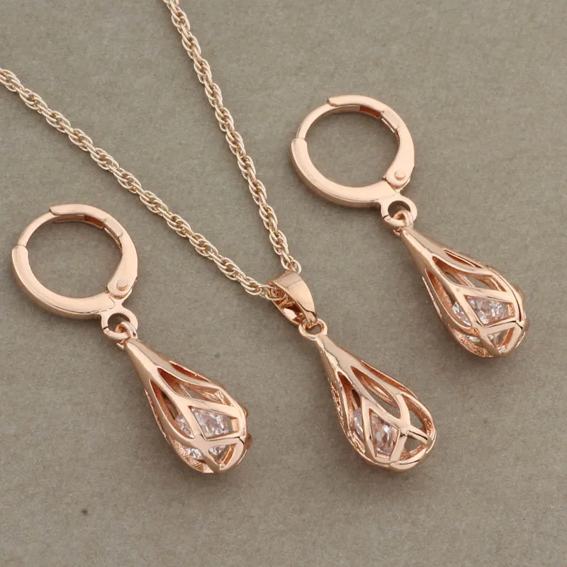 Женские серьги-капельки из розового золота 585 пробы