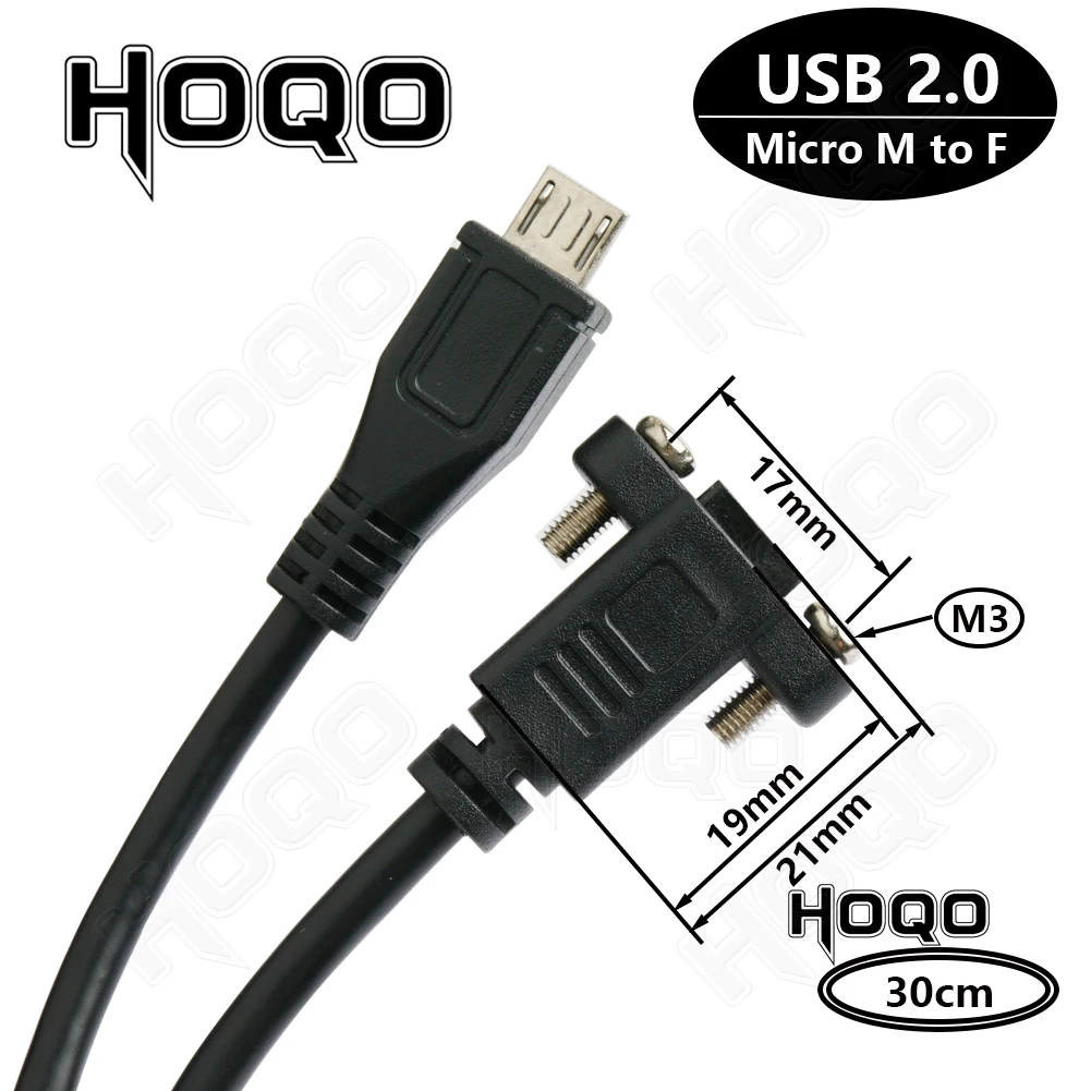 30 см Micro USB Штекерный разъем к 2 0 Женский Удлинительный кабель шаг 17 мм с винтами