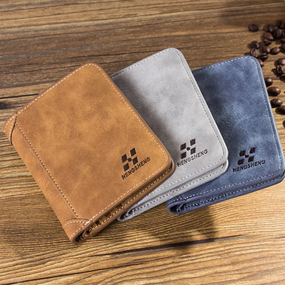 New Men's Wallet Leather Billfold Slim Hipster Cowhide Holders Coin Purses Luxury Business Foldable Wallet Gift for Male