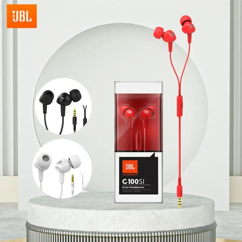 JBL C100Si Original Stereo Wired Headphones Deep Bass Sound Music Headset In-line Control Hands-free Sport Earphone With Mic