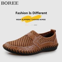 summer men leather casual loafers quality comfort soft flat shoes slip on driving shoes outdoor moccasins plus size 38 46
