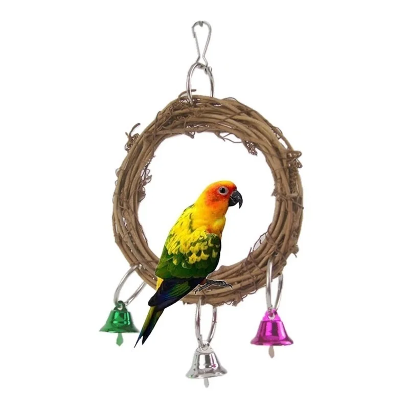 6PCS/Set Parrot Birds Toys Kit Swing Hanging Bells Wooden Bridge Accessories Bird Toy Standing Training Pet Accessoires | Дом и сад