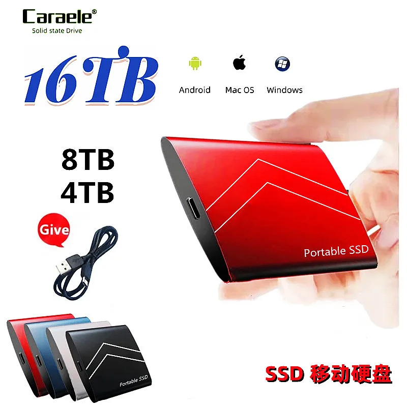 

Новый внешний твердотельный накопитель 16 ТБ, 4 ТБ, 3 ТБ, внешний SSD 1 ТБ, 500 Гб, мобильный твердотельный жесткий диск USB 3,1, внешний SSD, Typc-C портати...