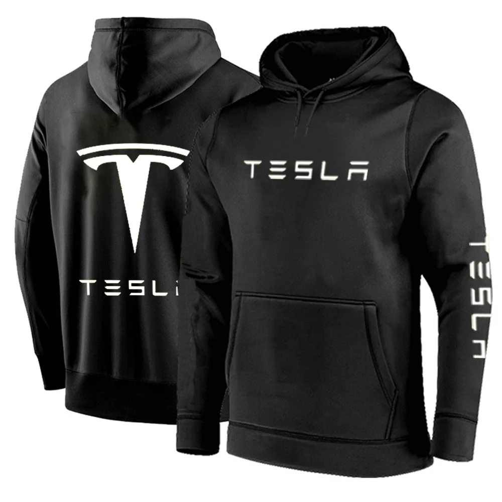 

Unisex Spring and Autumn Tesla Hoodies Car Logo Pullover Fleece Cotton Sweatshirts Casual Coats Tops