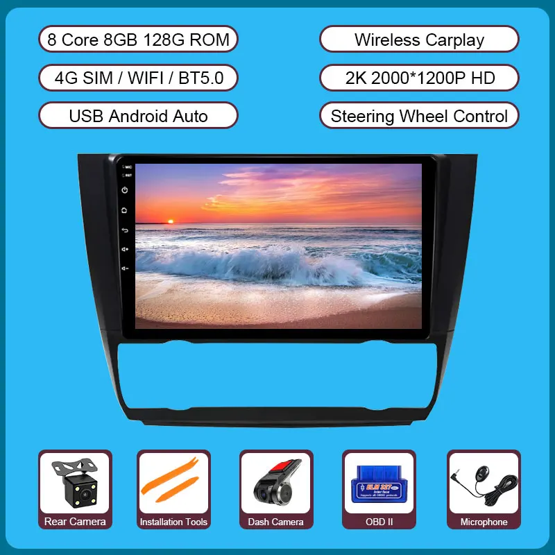 

4G Wireless Carplay Android Auto Radio For BMW 1-Series 1 Series E87 E81 E82 E88 2004-2011 GPS Navigation Car Multimedia Player