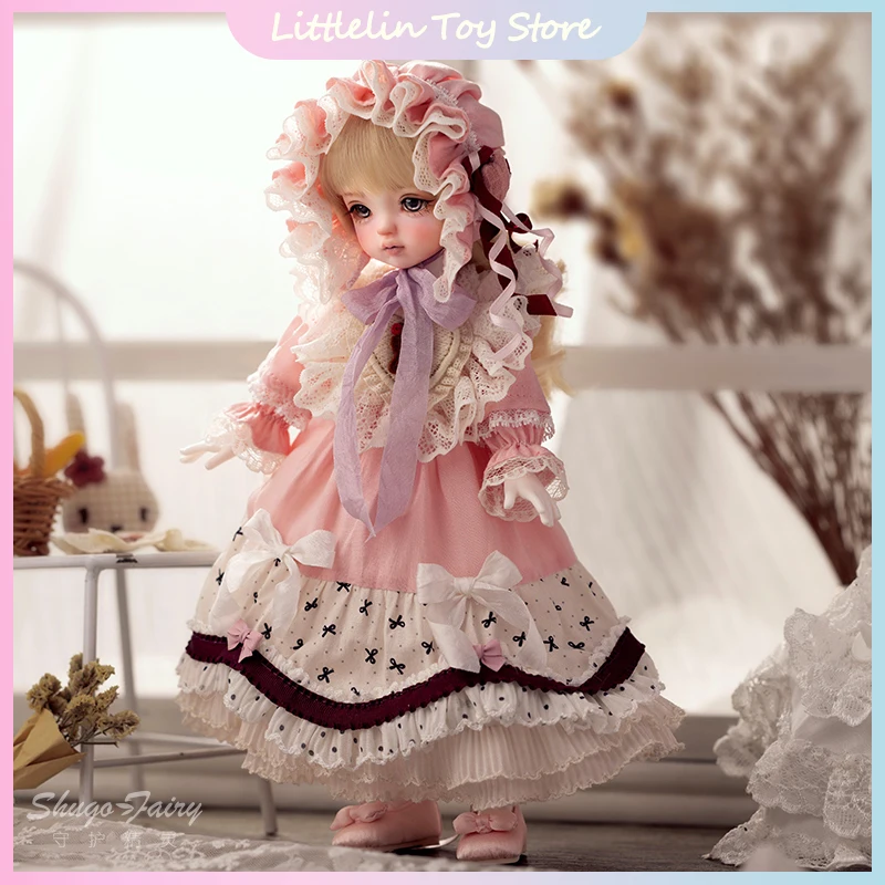 Фото Подлинная кукла Shuga Fairy 1/6 Bjd Thea, полный набор, кавайная античная кукла, розовая одежда, наряд Лолиты, макияж, фигурка из смолы, модель в подарок №1