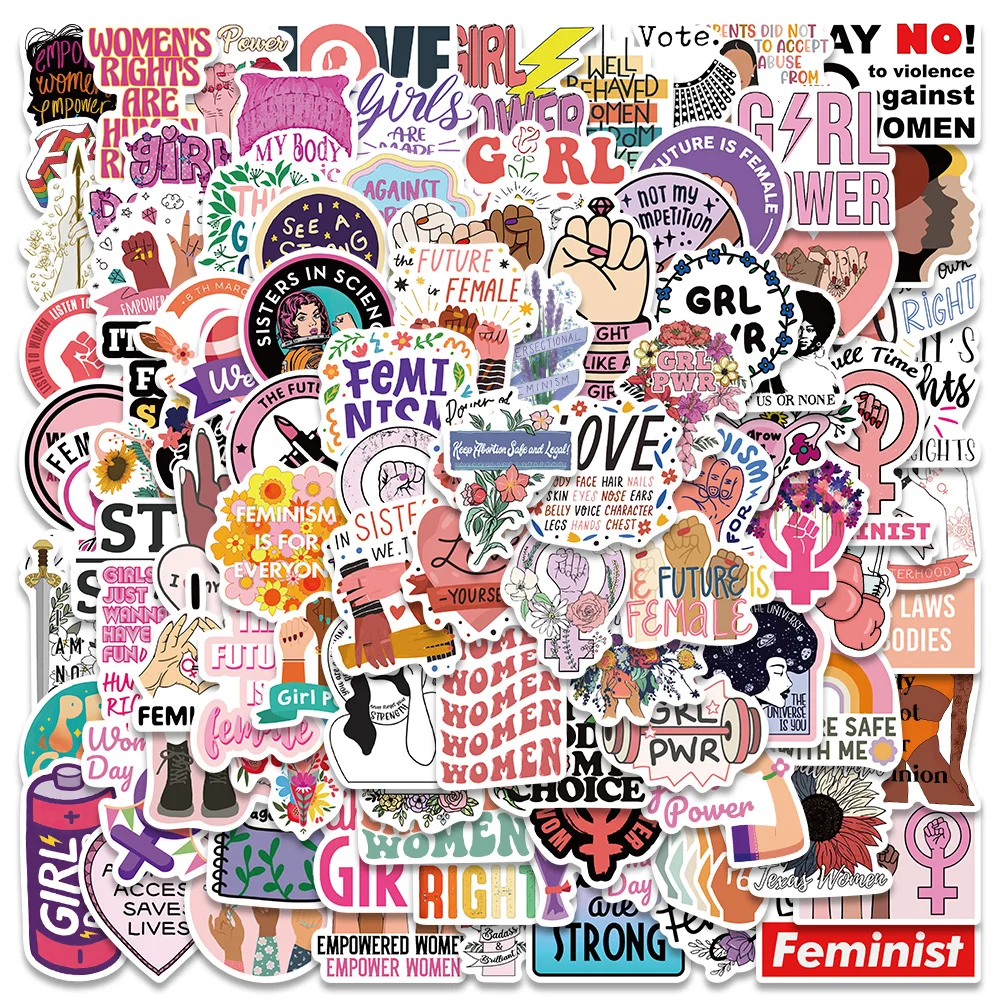 

10/50/100pcs Cool Feminism Woman's Right Stickers For Laptop Water Bottle Phone Waterproof Graffiti Bicycle Car Decals Girl Gift