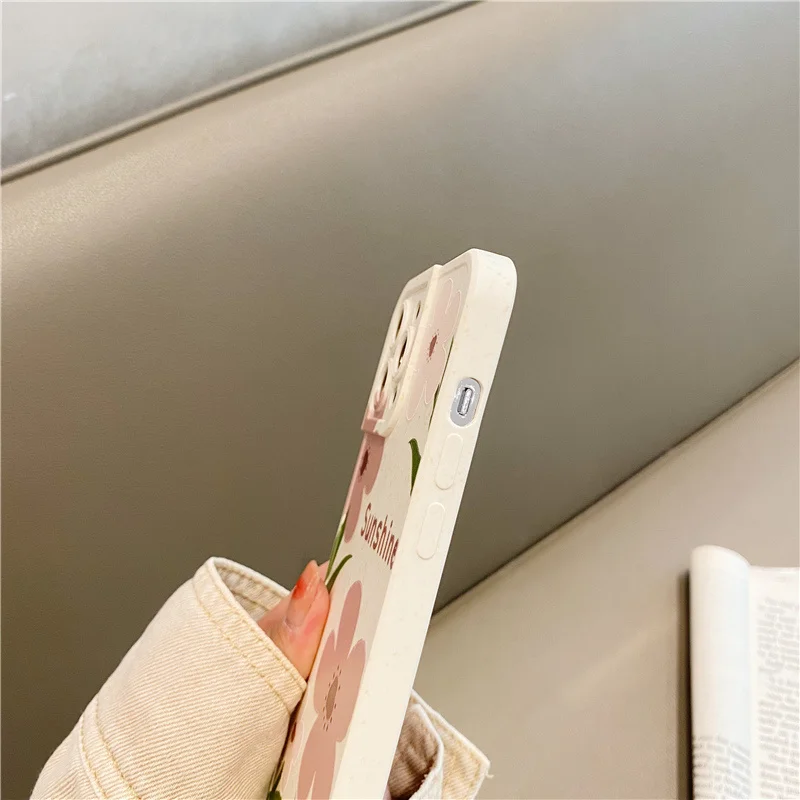 Чехол в Корейском стиле с акварелью и цветами подходит для пшеничной соломы