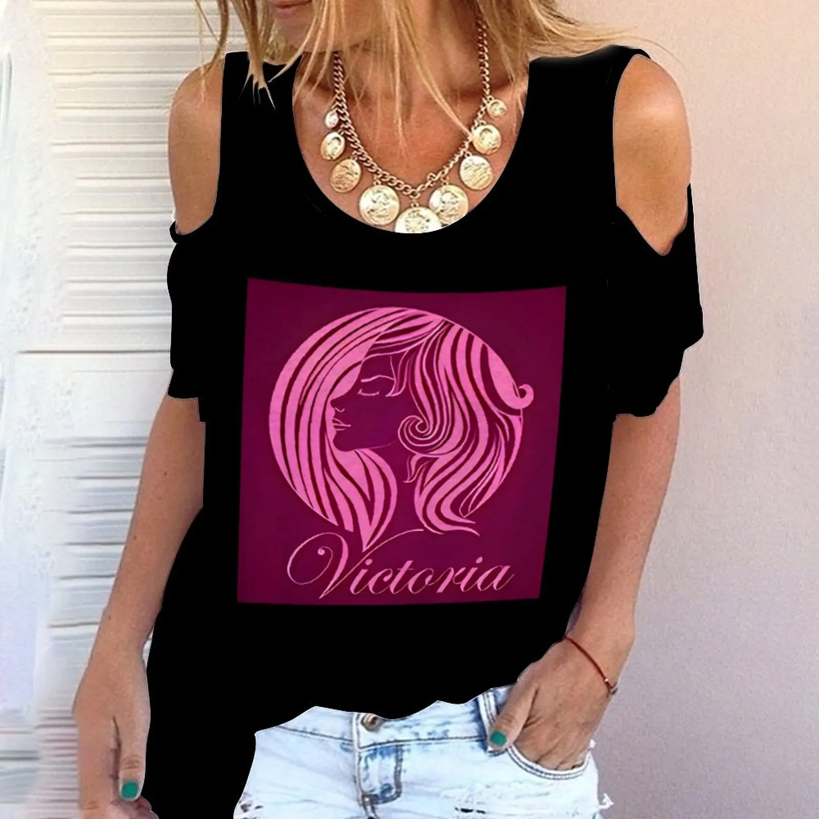 

2022 Hot women's off-the-shoulder T Shirt summer thin clothing women print comfortable pattern women's fashion trend