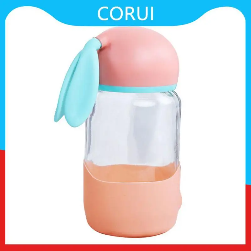 

Glass Cup Cartoon 350ml Rabbit Cup Sealed Handy Feeding Cups Household Tools Water Bottles Outdoor Glass Cute Cup Student